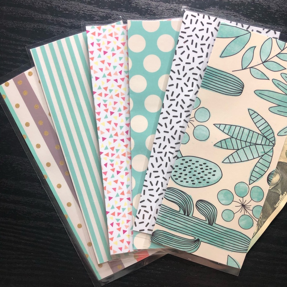 6 Laminated cash envelopes, cash stuffing, budget
